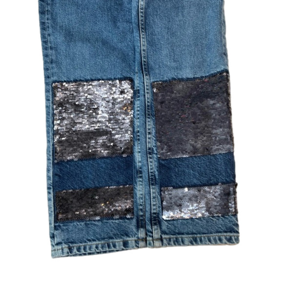 Zara Basics Z1975 Denim - Crop with Reversible Sequins - Size 2 - Picture 4 of 7